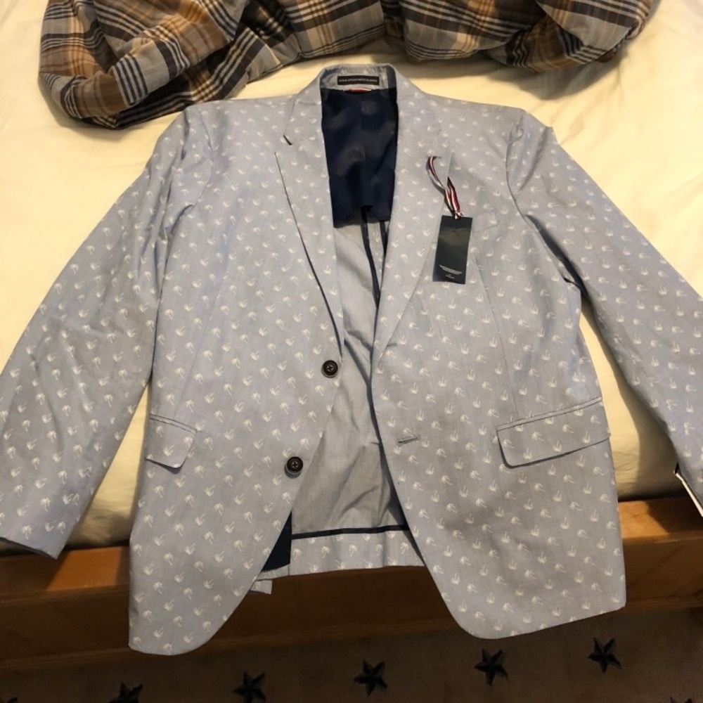 Tommy Hilfiger Light Blue Palm Tree Sport Coat